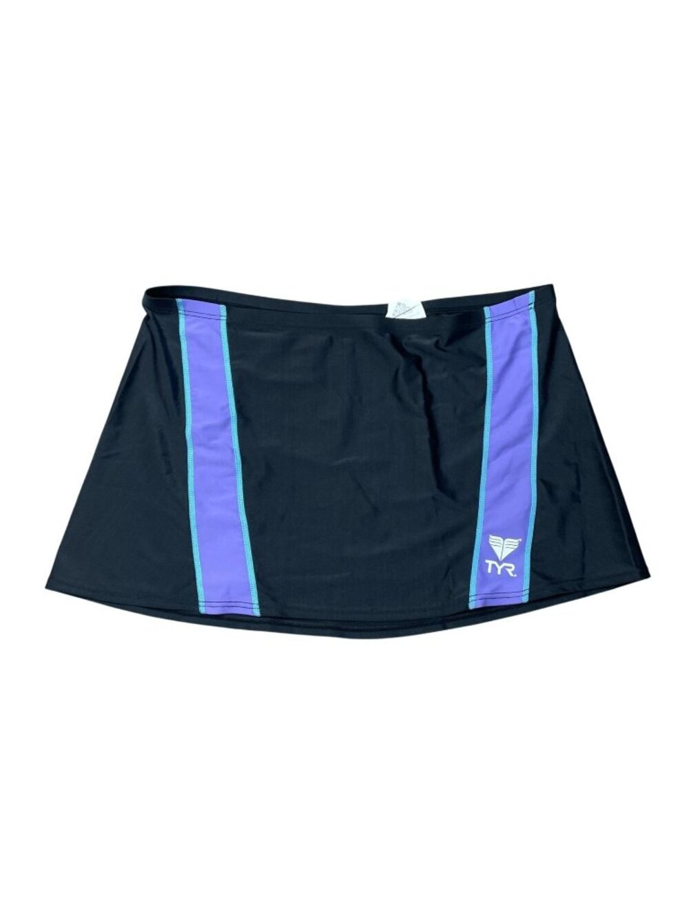 TYR Women's Size L Swim Skirt Black W/ Purple & Aqua Stripes DriMax i1939